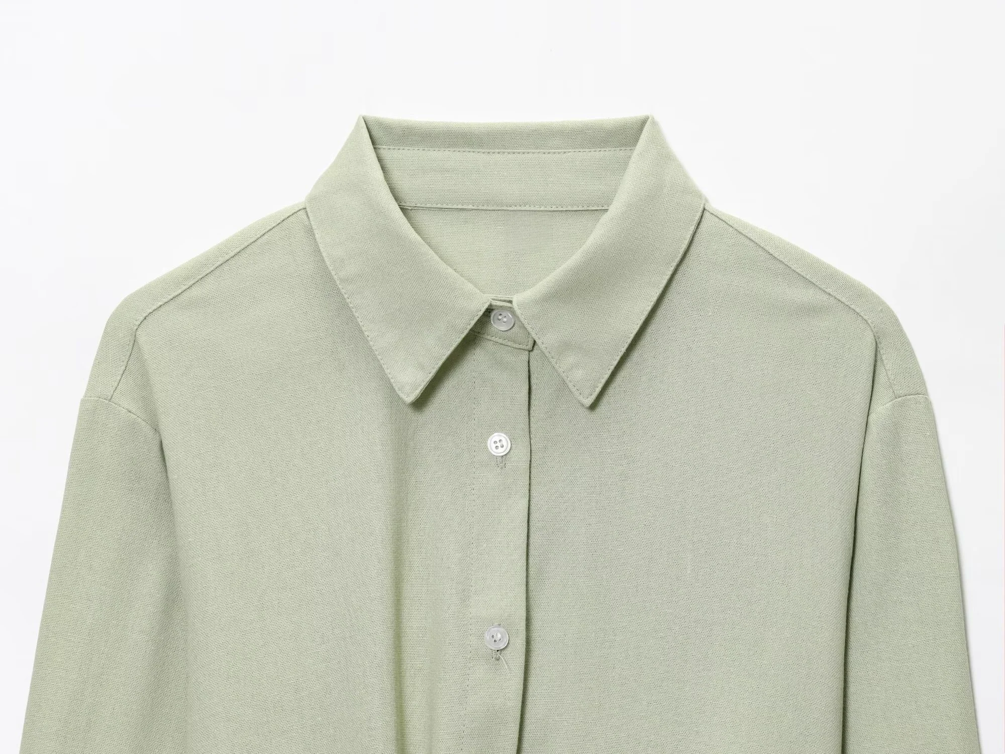 RARA2025 신상 여름 여성 캐주얼 패션 심플 루즈핏 허리 벨트 라펠 긴팔 언밸런스 밑단 셔츠 탑