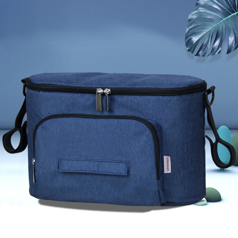 Borsa Organizer Per Passeggino Universale – 6 Tasche, Blu Denim, In Poliestere Resistente, Per Biberon E Pannolini