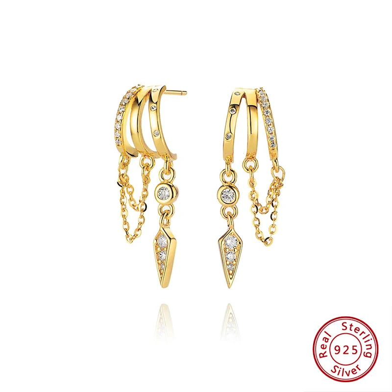 

Earrings 925 Sterling Silver Original Certified Tassel Design Chain Earrings for Women Shipping Free Jewelry