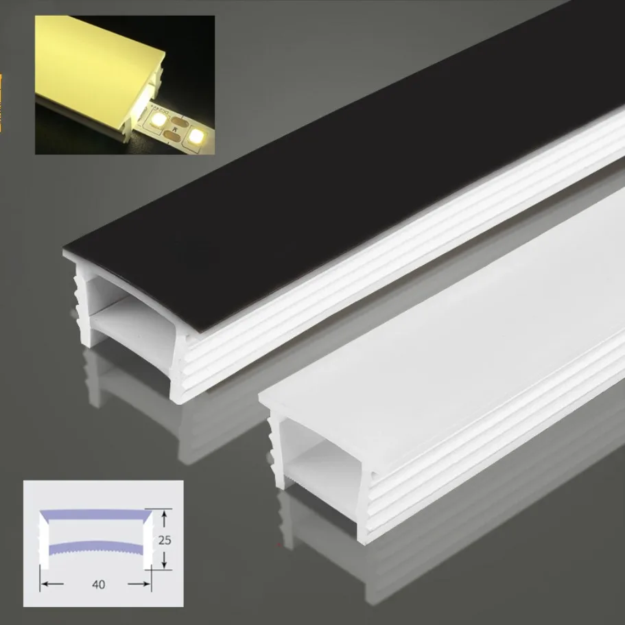 Recessed White Silicone Tube LED Neon Light Flexible Rope Channel Diffuser WS2811 WS2812B Outdoor Waterproof Ribbon Strip Lights