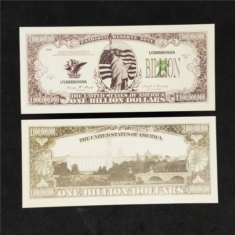 Copy US 1 Billion Dollars Fake Money Paper Bills Banknote Non-Circulating With UV Activity USA Bank Note