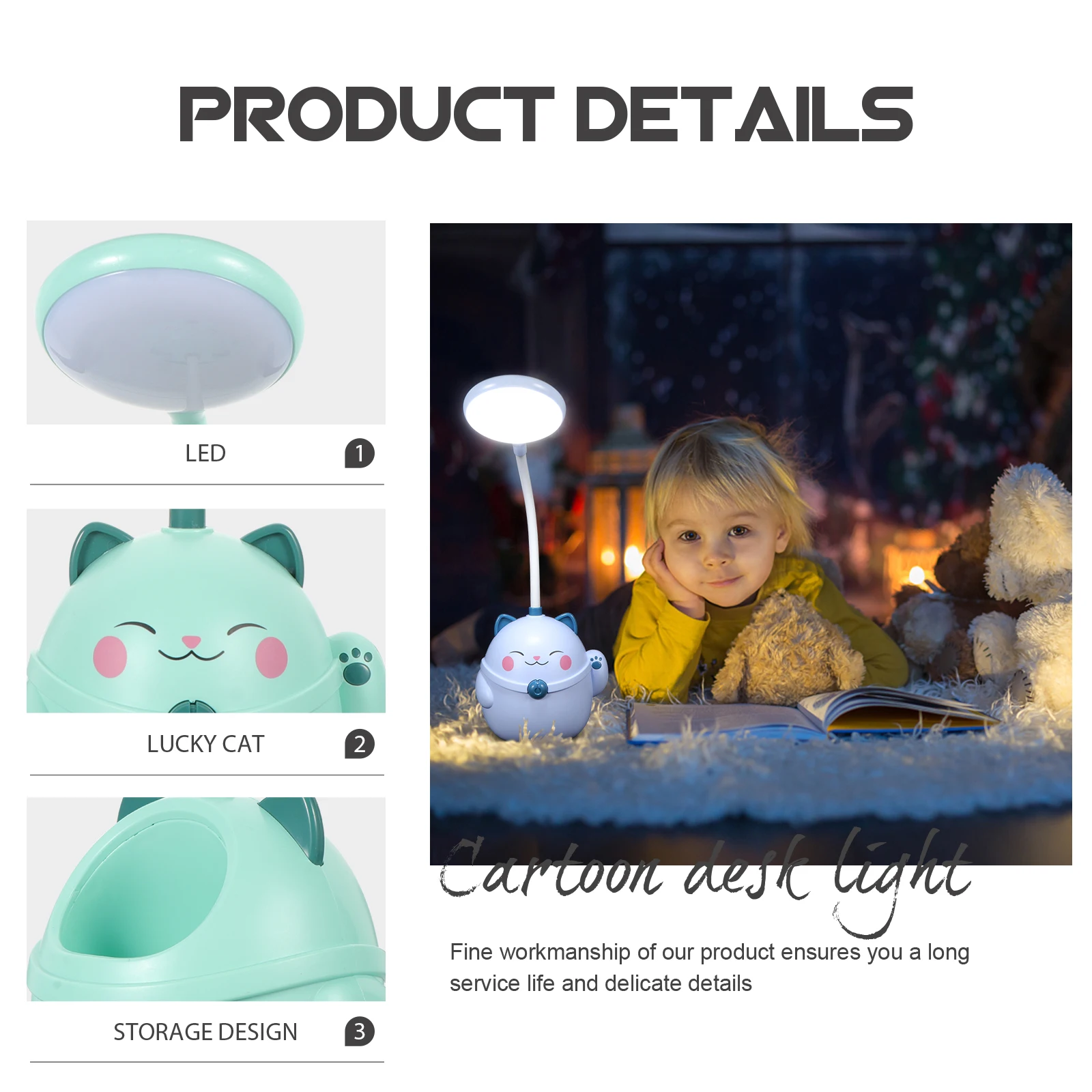 USB Charging LED Desk Lamp Green Child Study Reading Students Table Light Bedroom Coffee Shop Eye caring Mild Warm Comfortable