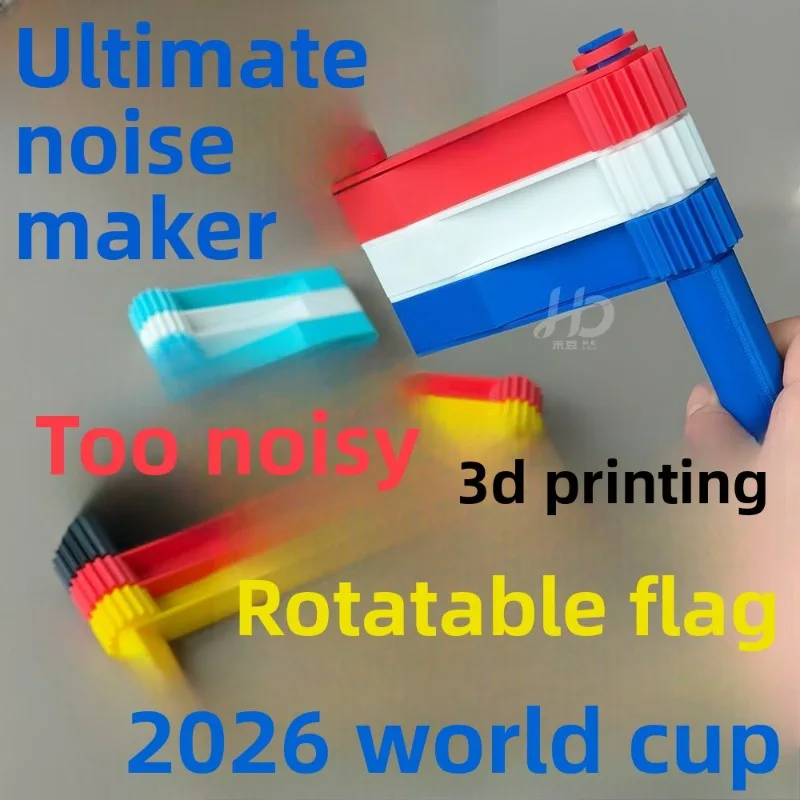 3D Printed Vuvuzela Flag Handheld Whistle Toy Noisemaker Spinner 2026 Soccer Fan Cheering Prop