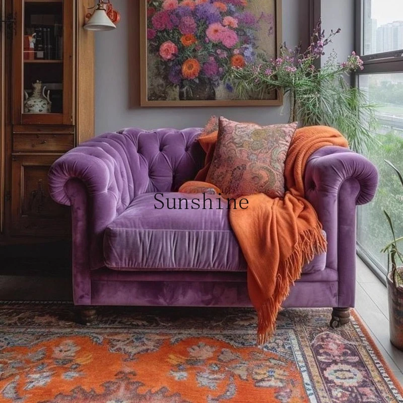 American light luxury solid wood sofa chair/retro homestay reception chair