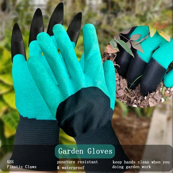 Luvas de jardim com garras, galinheiro, limpeza para escavação, poda, cutucando, tudo em um, ferramenta de jardinagem, protetores de mão duráveis