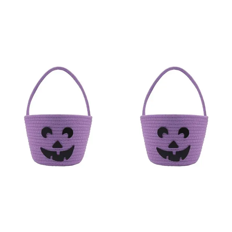 

A04F-2X Halloween Basket For Kids, Trick Or Treat Basket, Cute Pumpkin Candy Bucket, Bags For Girls/Boys Gift Baskets Empty