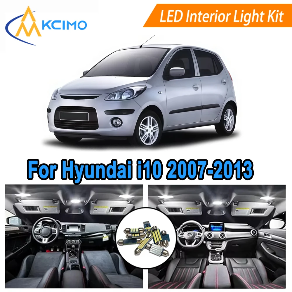 

Interior LED Upgrade Kit For Hyundai i10 (2007-2013) Dome, Map, Door, License Plate Lights Easy Install​