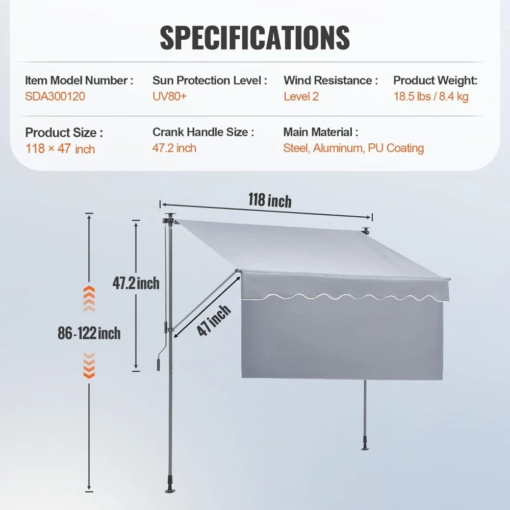 Outdoor Retractable Terrace Awning Tent Garden Shed Balcony Pergola Suitable for Backyard Gazebo Shade Supplies Home