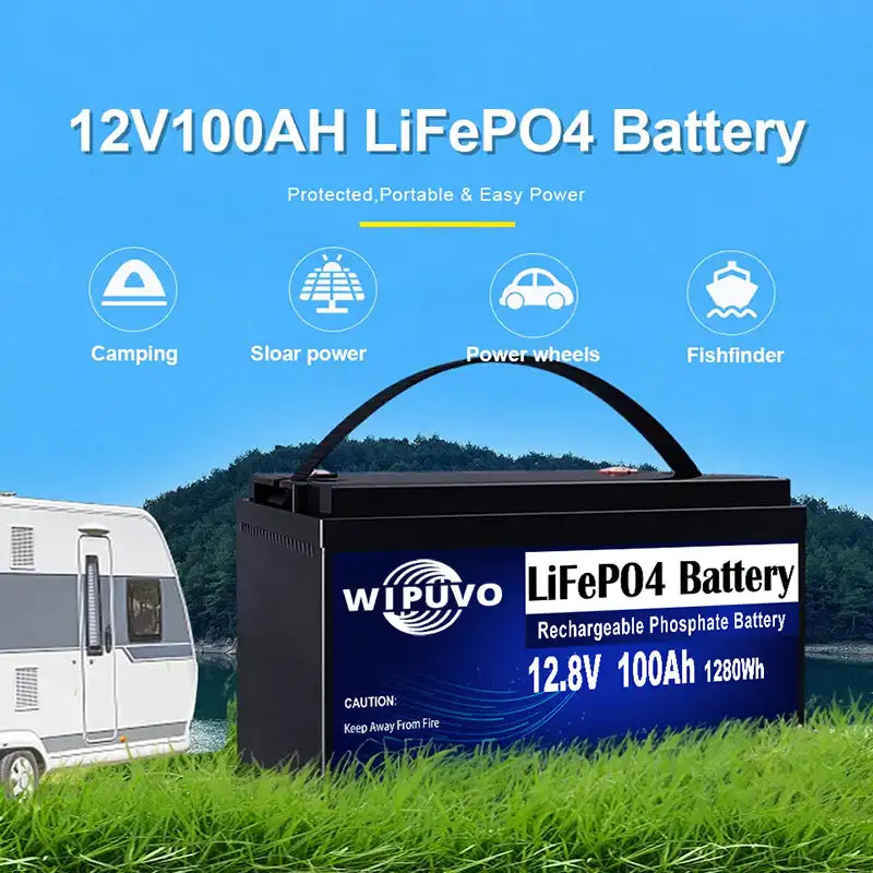 Lifepo4 Battery 12V 100ah 1280Wh Lithium 12.8v Battery Pack with BMS for RV Golf Cart Boat Solar