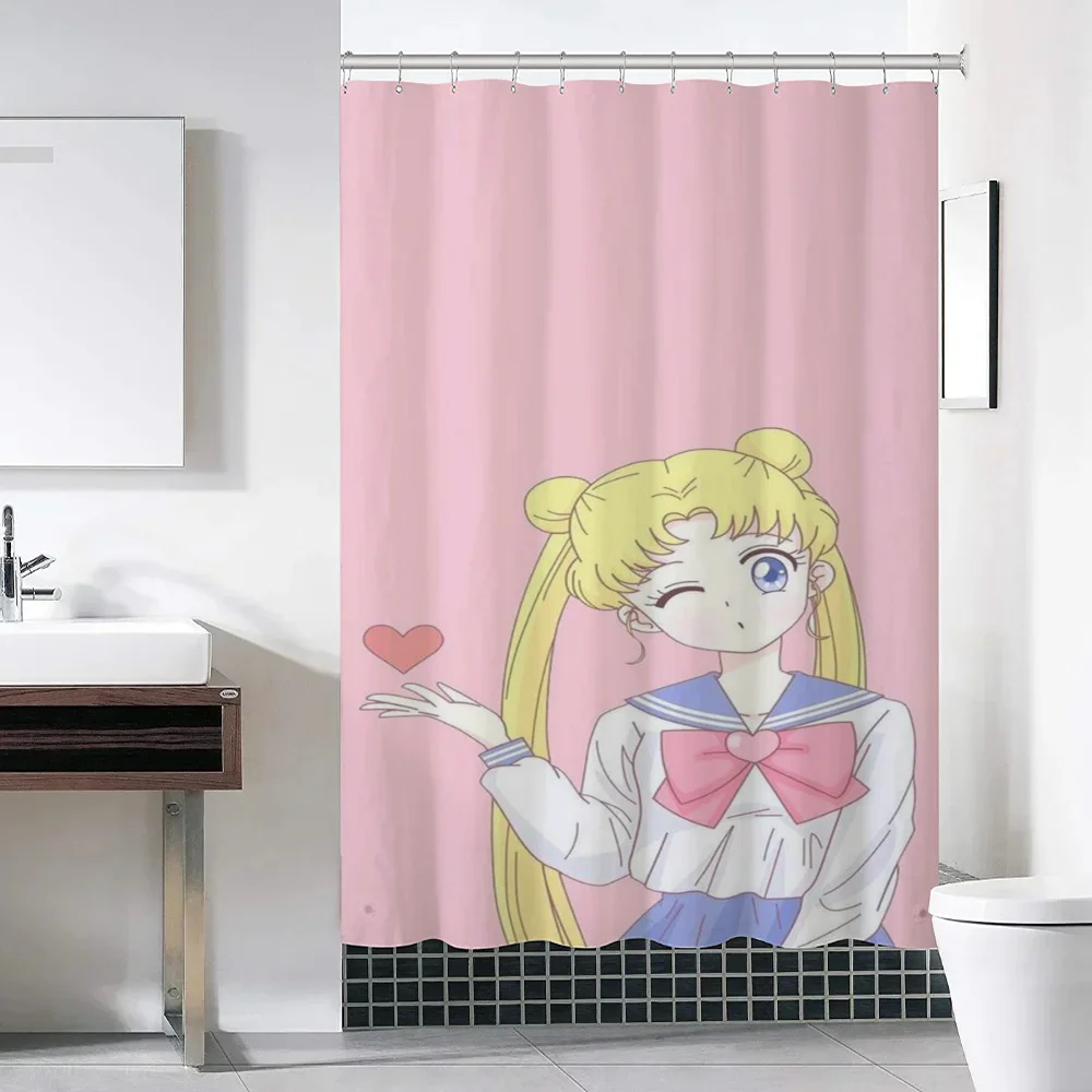 Sailor Moon Folding Partition Shower Shower Curtain for Bathroom Bath Accessories Curtains Bedrooms Waterproof Fabric Things the