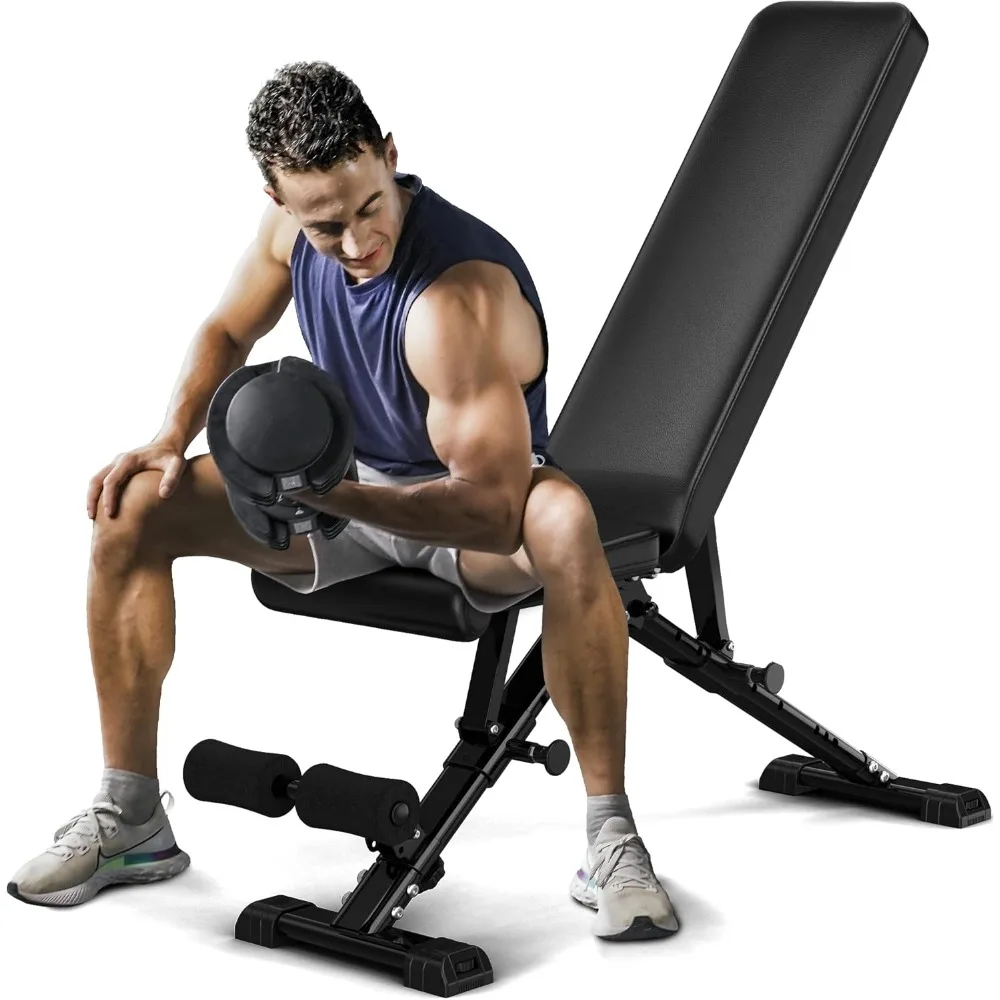 

Weight Bench, Adjustable Strength Training Bench for Full Body Workout with Fast Folding-New Version