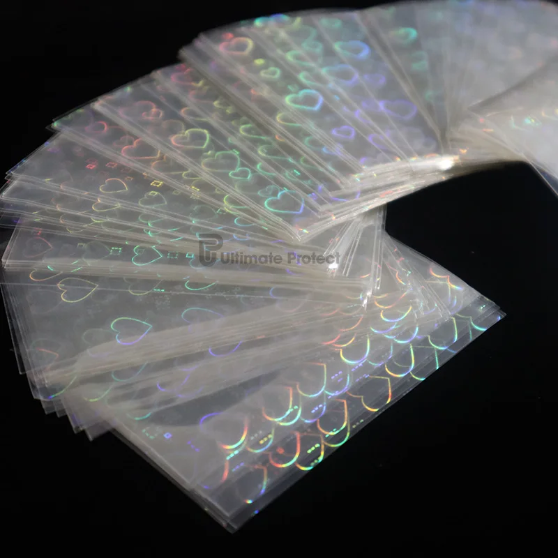 One Choice 61X88mm Card Sleeves Holographic Foil Card Protector Sleeves Laser Card Sleeves Shine Heart Love Shape Cards Cover