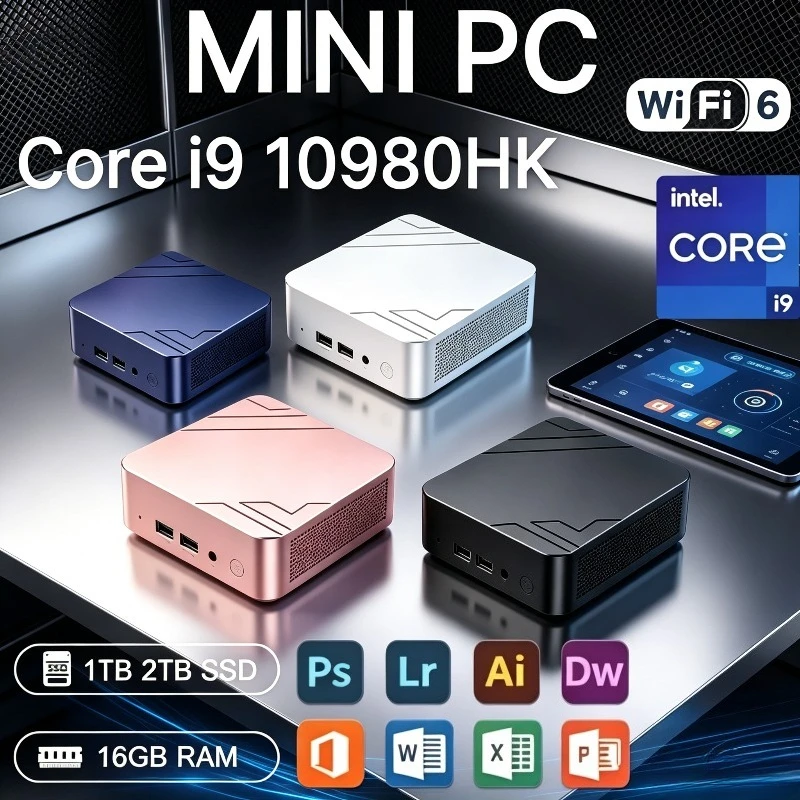2026 Slim New Core i9 10980HK 1TB 2TB SSD 16GB RAM WIFI 6 BT5.2 4K HD Mini Gaming Office Study Pc Mini PC Portable Compact