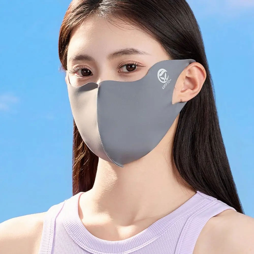 Traceless Sunscreen Mask Summer Ice Silk Mask Breathable Thin Sun Protection Face Cover Outdoor Travel Sports Face Shield