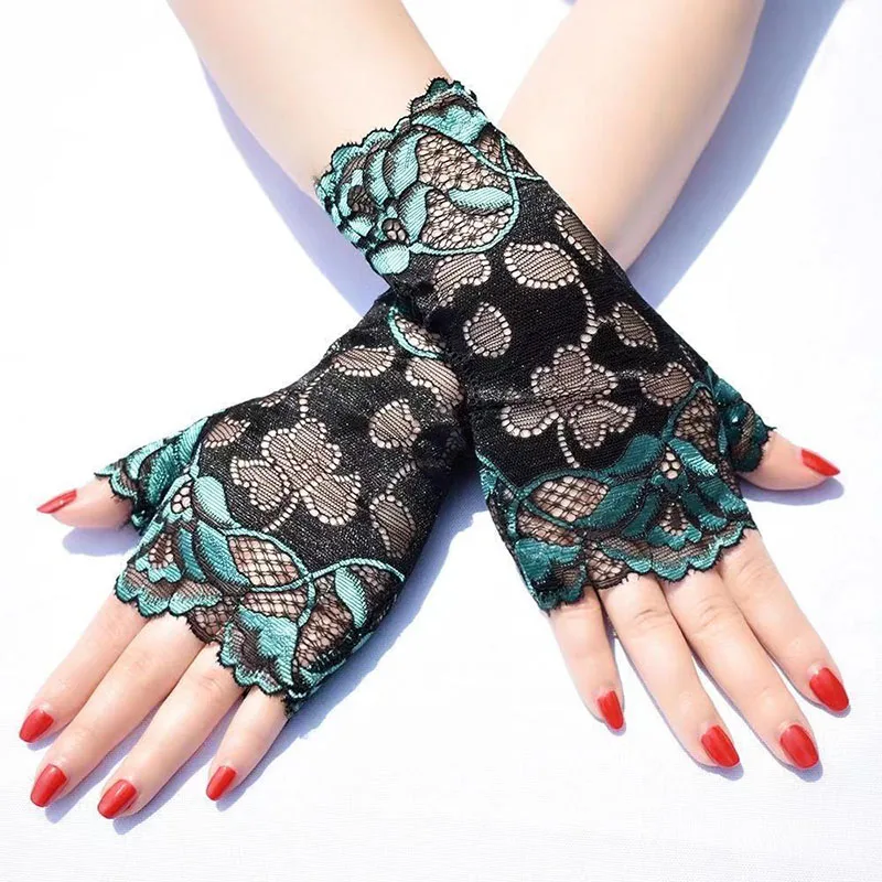 

Hot Women Fingerless Lace Gloves Fashion Short Fancy Dress Party Gloves Summer Outdoor Sports Ladies Driving Sunscreen Gloves