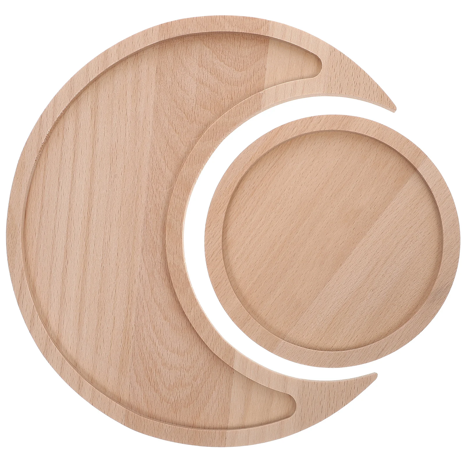 

2pcs Solid Wood Moon Tray Jewelry Organizer For Cosmetics Lipstick Crystal Gemstones Display Home Decor Gift