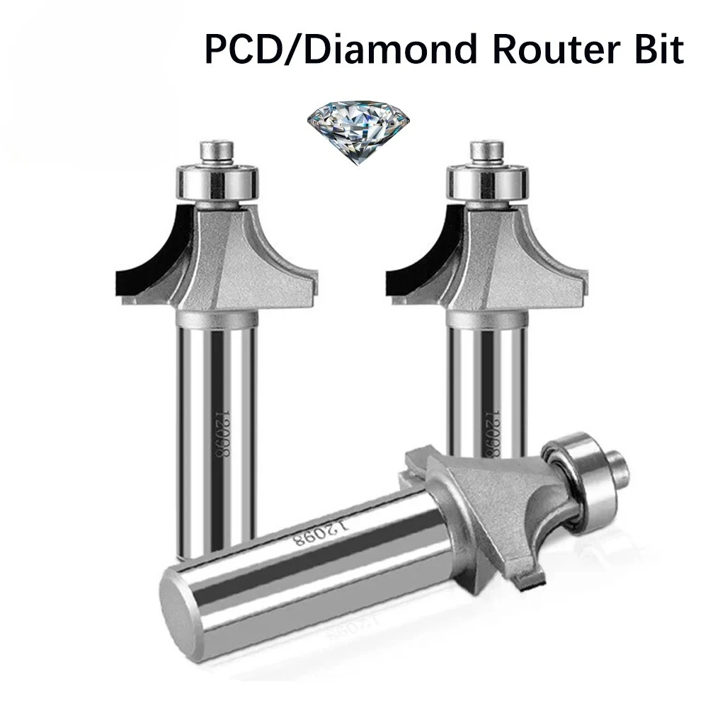 Vsharp Diamond Round Corner Router Bit PCD 2 Flutes R Chamfering Milling Cutter Wood MDF HPL Cutting Smoothly No Burr Longlife