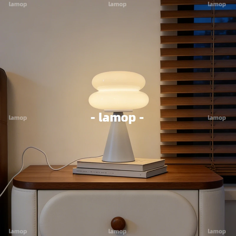 Danish‑designer‑style mushroom table lamp retro ambient night light for café bedroom bedside, desktop decorative ornament