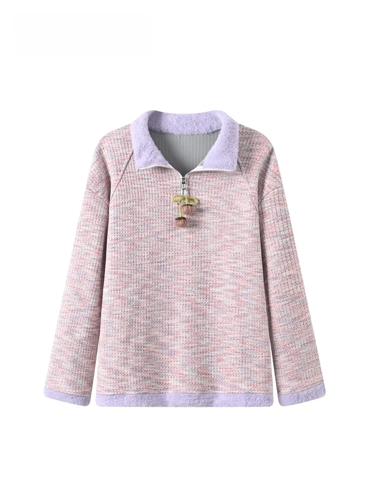 

Faionable Long Sve Knitted Sweater for plus Size Women Stand Collar Mid-Length Casual Top Sli Winter Faion