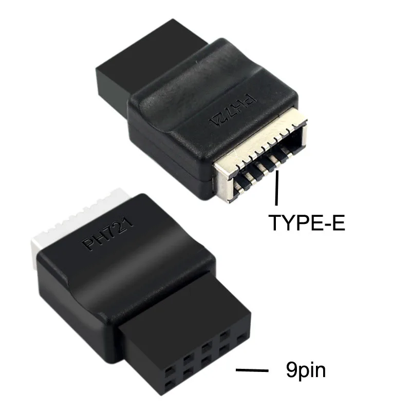 Motherboard USB2.0 9PIN Male to Type Converter PC Case Front Panel Header Type E Key A to Type C 9 Pin Connector Riser Adapter