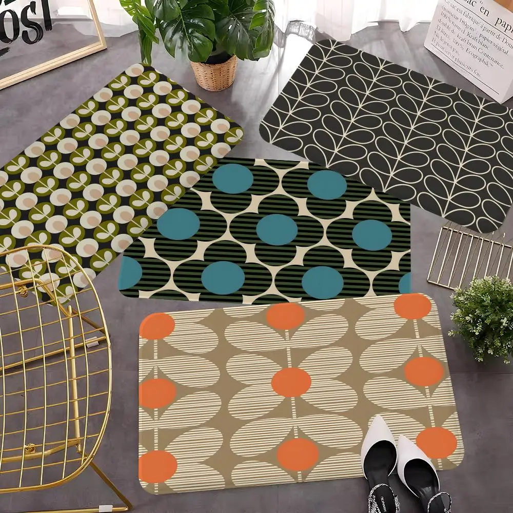 Orla Kiely Leaf Flower Floor Mat Bath Mat Nordic Style Home Doormat Bathroom-Toilet Mats Bedroom Welcome Doormat