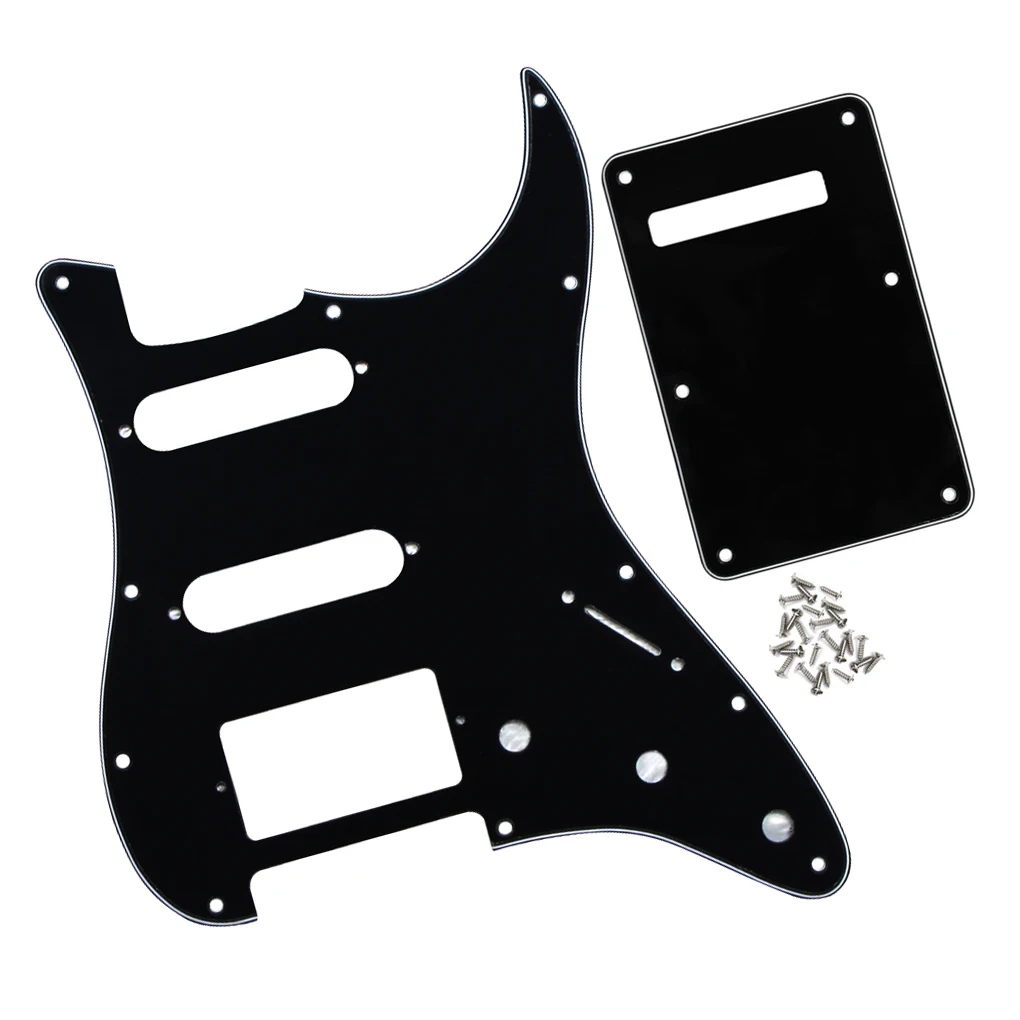 FLEOR Set mit 11-Loch-SSH ST-Schlagbrett für E-Gitarre, HSS-Kratzplatte und Rückplatte und Schrauben, 8 Farben zur Auswahl – Detail 11