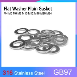 GB97 A4 플랫 와셔 일반 가스켓 316 스테인레스 스틸 M4 M5 M6 M8 M10 M12 M14 M16 M18 M20 M24