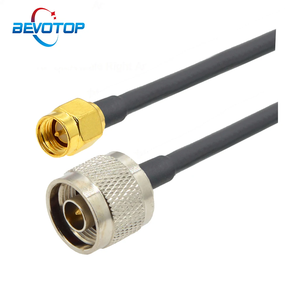 BEVOTOP RG58 N Type Male / Female to SMA Male Plug RF Adapter Coaxial Cable Pigtail RG-58 Extension Cord Jumper 50Ohm 15CM~30M