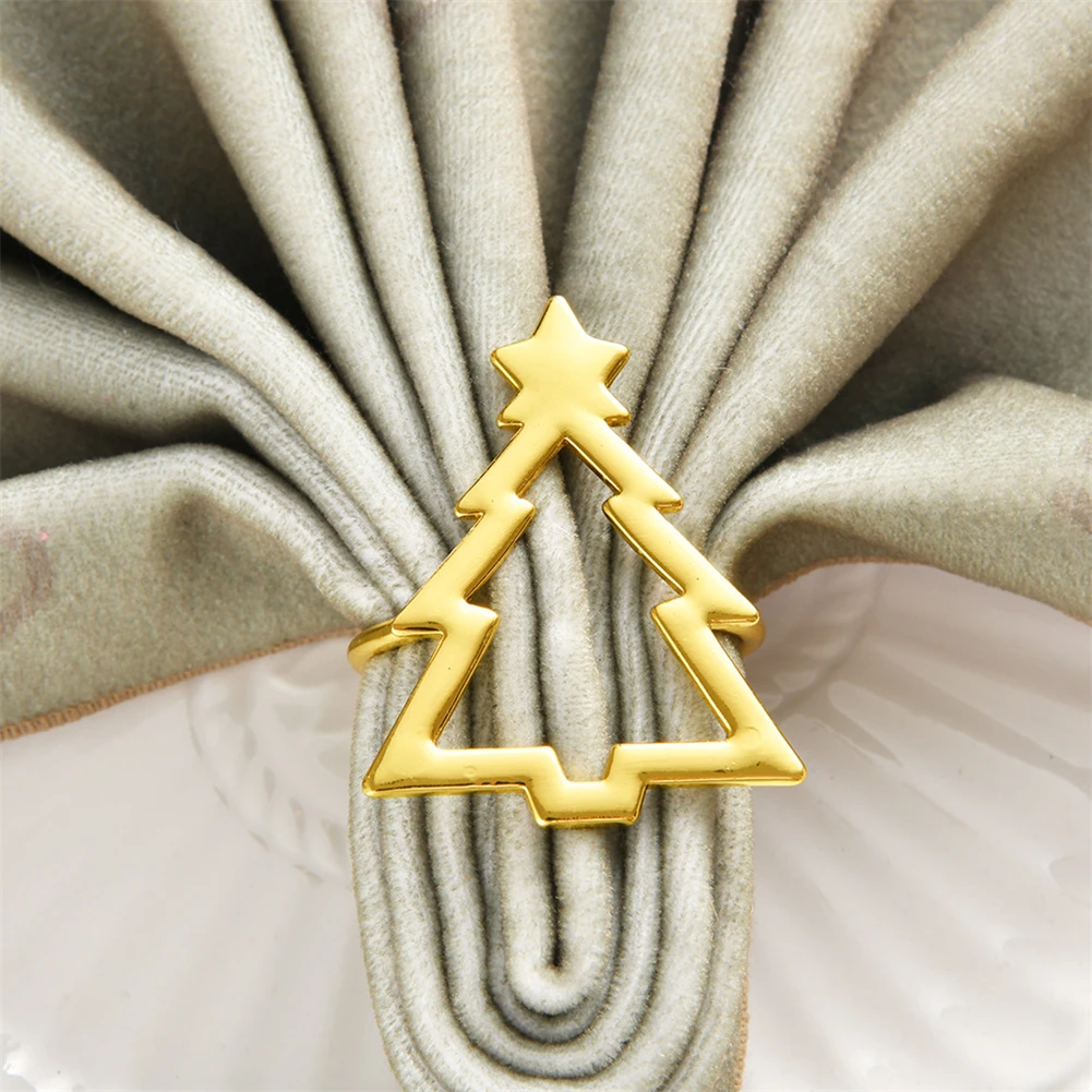 

Napkin Rings Kit Christmas Tree Napkins Holder For Dining Table Decoration Creative Gold Table Decoration Accessories