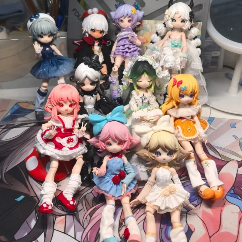 

Jiumu Shop 1/12 BJD Doll Mushroom Rose Series Posable Action Figure Blind Box Cute Desktop Decor Collectible Gift For Collectors