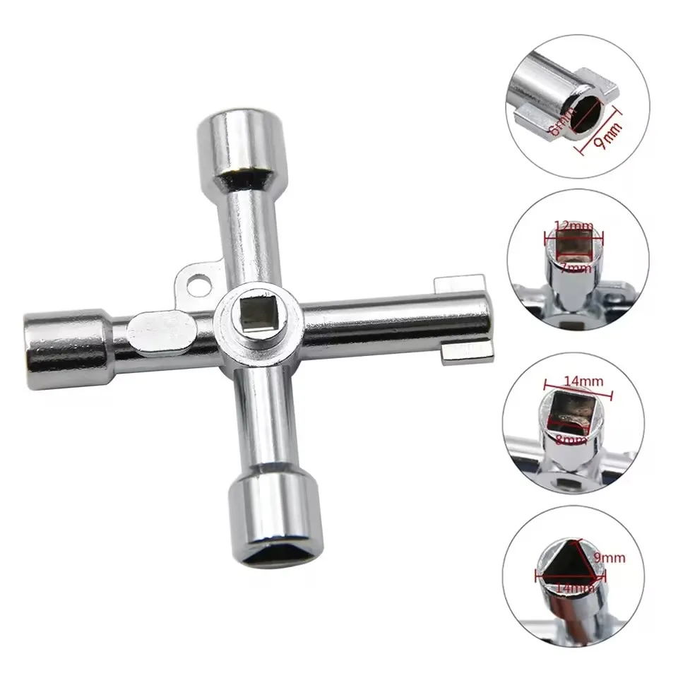 Multifunctional 4-in-1 Cross Portable Silver Hand Screwdriver DIY Socket Screwdriver Head Combination