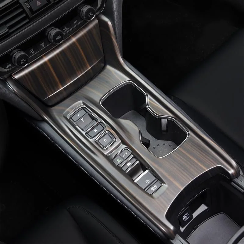 Carbon Fiber Style Interior Center Console Gear Shift Box Panel + Cigarette Lighter Panel Cover Trim For Honda Accord 2018-2022