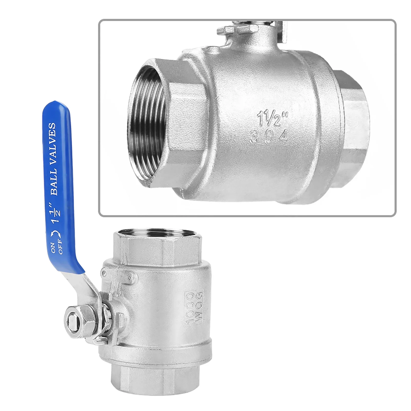 304 stainless steel ball valve, two-piece type, two-piece internal thread, internal screw thread, water pipe on/off valveDN15