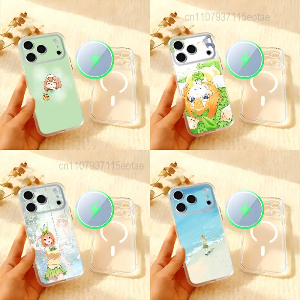N-Nakano Anime Yotsuba Frosted Clear Magnetic Case for iPhone 17,16,15,14,13,12,11 Pro,Max,Plus,Mini,Air,E