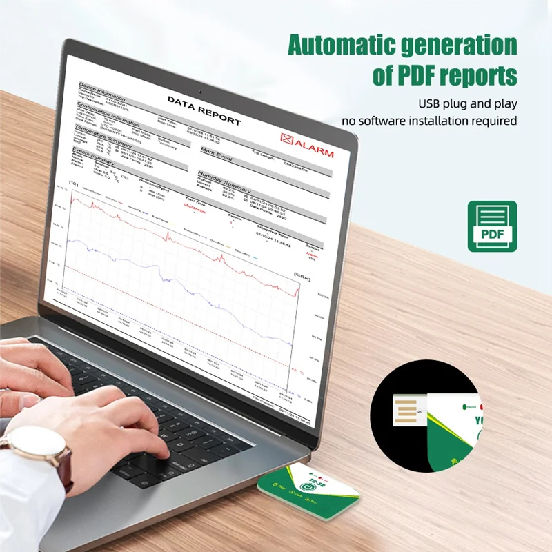 SCLS مسجل بيانات درجة الحرارة 180 يومًا، مسجل بيانات USB للاستعمال مرة واحدة، تقرير PDF لنقل السلسلة الباردة