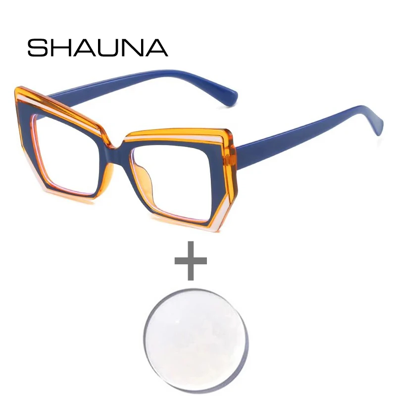 

SHAUNA Fashion Polygon Cat Eye Multicolor Women Prescription Glasses Myopia/Hyperopia/Progressive Men Optical Lens with Recipe