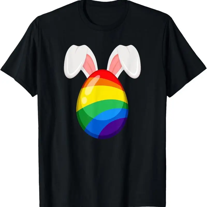 مثلي الجنس عيد الفصح آذان الأرنب قوس قزح البيض Lgbtq فخر تي شيرت #1