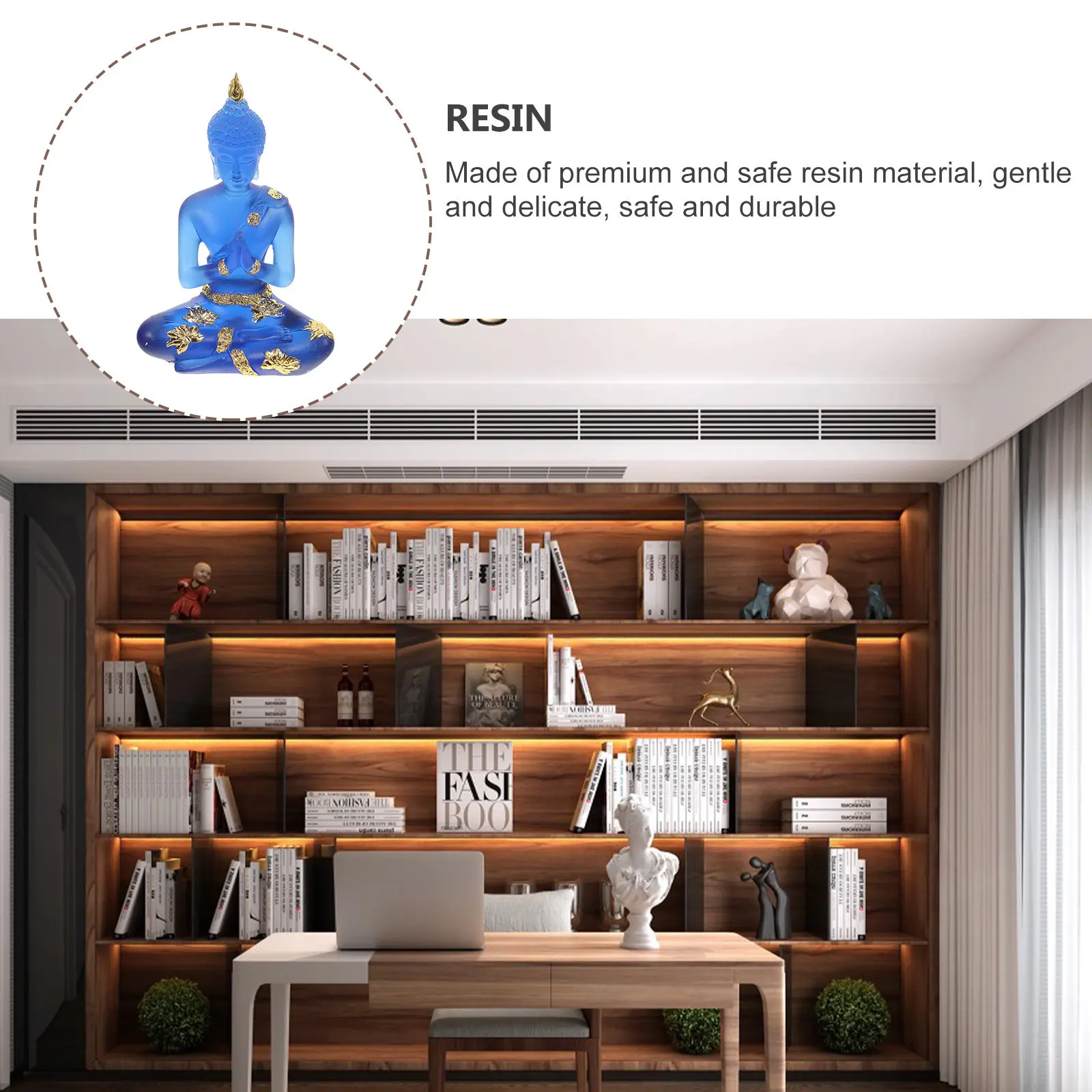 Elegant Resin Buddha Sculpture Desktop Buddha Decor Home Office Feng Shui Decoration Religious Symbol Blessing Ornament