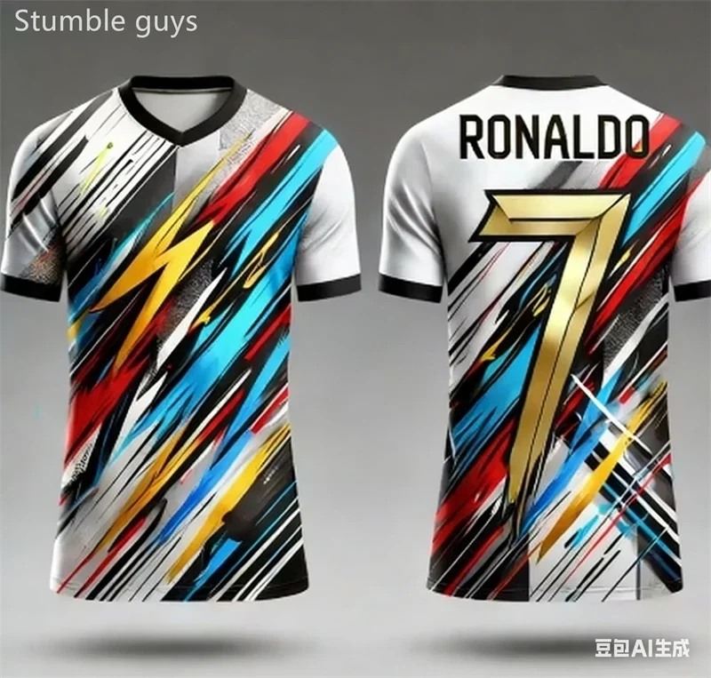 Breathable Quick Dry Men's Ronaldo #7 T-shirt Summer Outdoor Soccer Training Wear Kids Boys Clothes