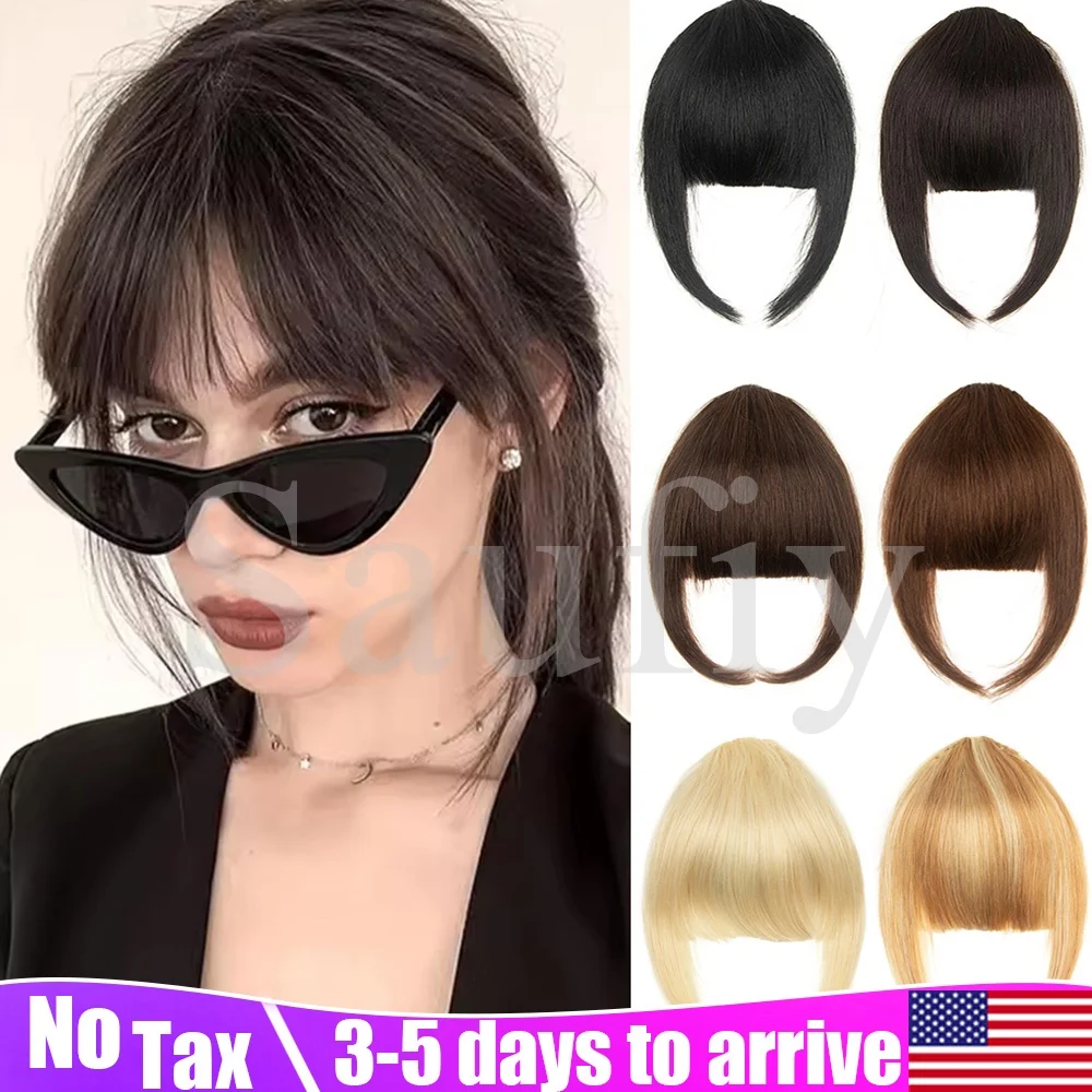 

Накладные челки на заколках из натуральных волос, легкие и воздушные, с прядями, для женщин, черные, светлые, коричневые, искусственные челки-накладки для укладки