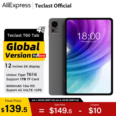 Teclast T65 13.4 inches 2K 120Hz Screen Unisoc T7280 Octa Core Max 26G RAM 128GB ROM 8000mAh Battery Android 16 Tablets Dual SIM