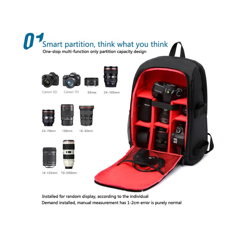 Large-capacity camera waterproof backpack, tripod bag, digital single-lens reflex camera backpack, suitable for most cameras.