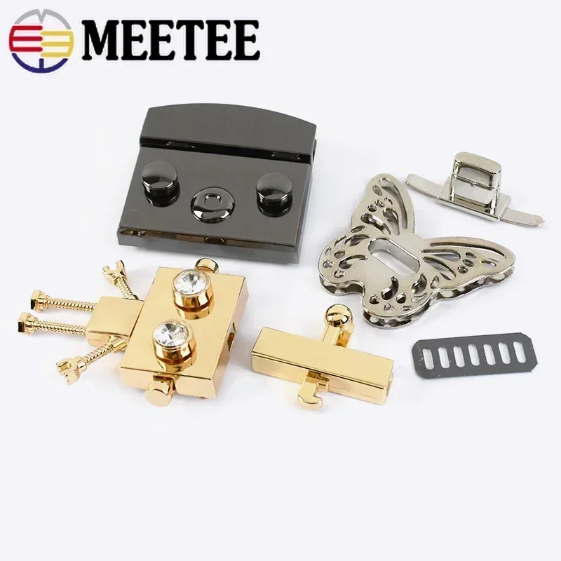 2Pcs Metal Bag Spring Lock Snap Women Handbag Twist Turn Buckle Decorative Closure Clasps DIY Replacement Hardware Accessories