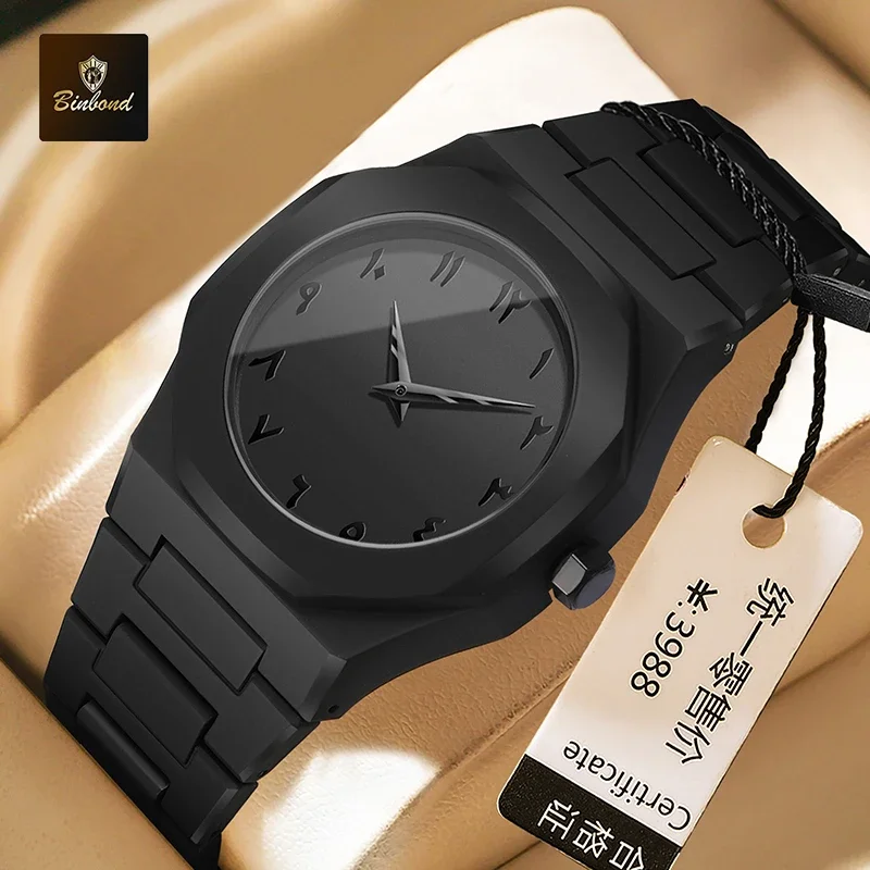 

BINBOND мужские часы модные креативные арабские цифровые кварцевые современные минималистичные эскизы ультра легкий дизайн водонепроницаемые мужские часы