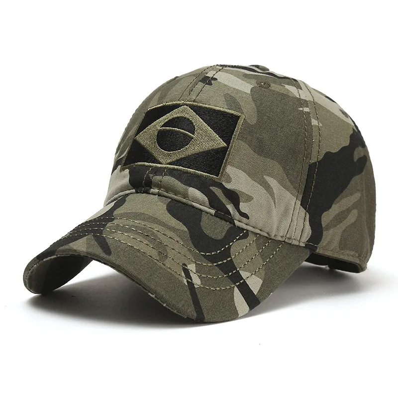 Army Camouflage Male Baseball Cap Men Embroidered Brazil Flag Caps Outdoor Sports Tactical Dad Hat Casual Hunting Hats