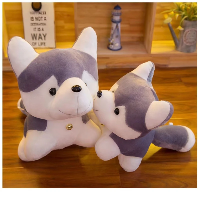 25CM Cute Husky Plush Toy Small Bell Puppy Decoration Kawaii Party Dog Animal Doll For Children's Birthday Christmas Gift
