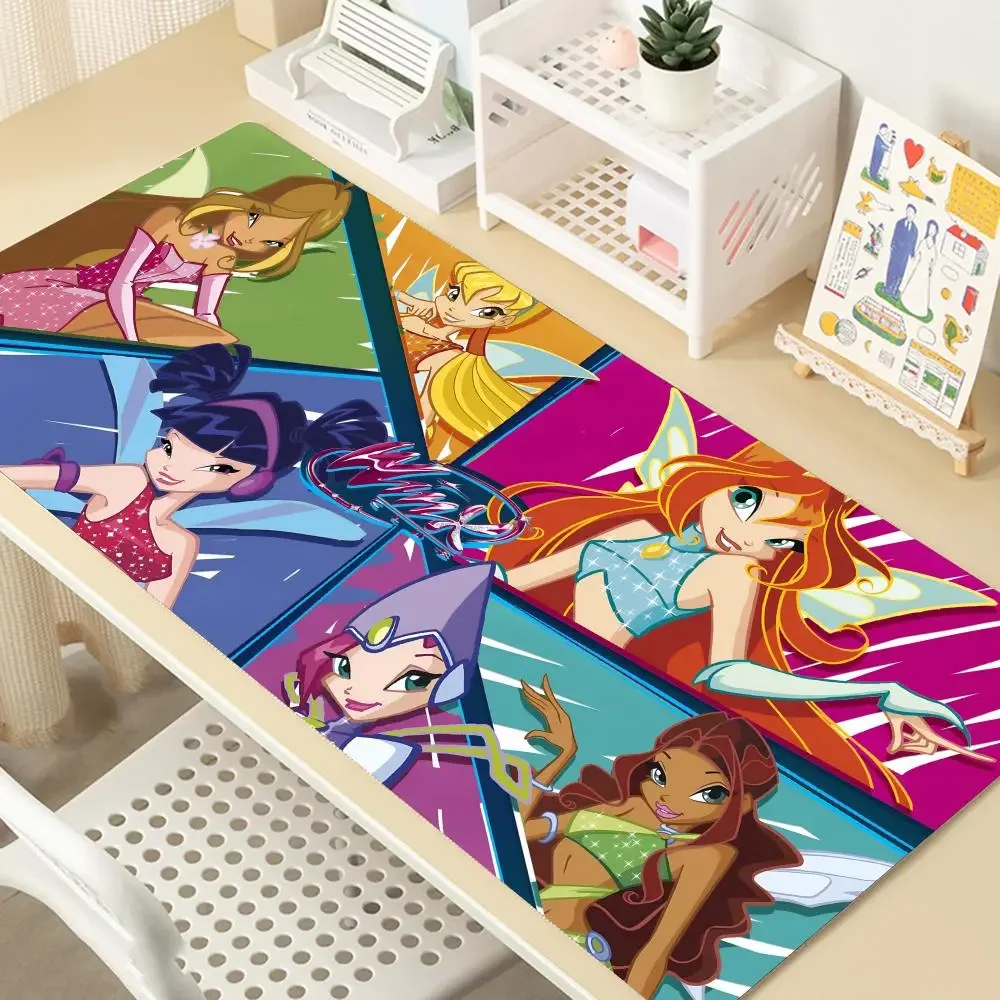 Ragazza W-Winx Clubs Mousepad tappetino per Mouse da gioco di grandi dimensioni tappetino da tavolo con tastiera per Computer addensata