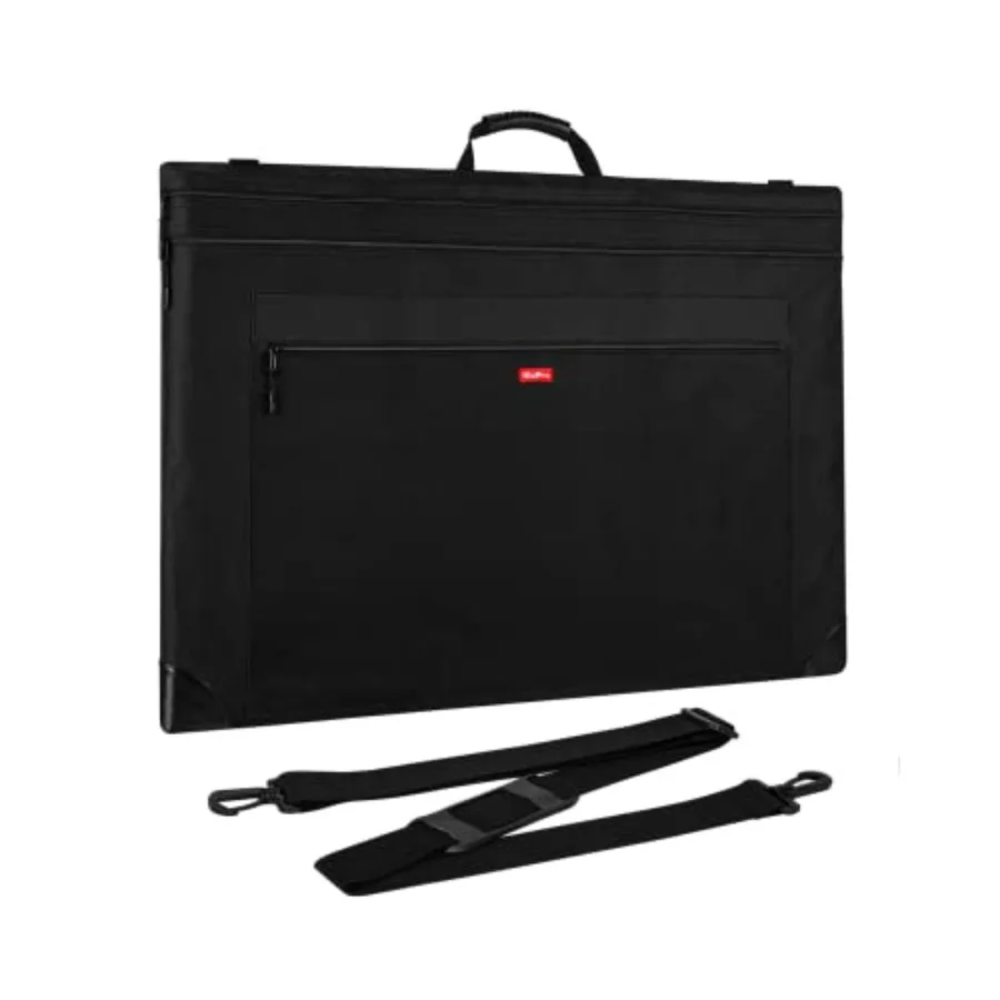 Lightweight Art Portfolio Bag 20x26 Inches Black Canvas Case with Detachable Shoulder Strap and Leather Corners for Protecting