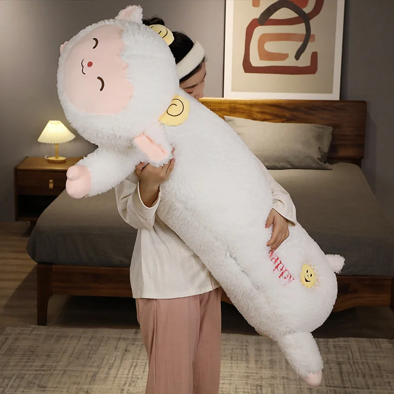 Nuevo juguete de peluche de Animal de oveja y cabra de 50-140CM, almohada grande y suave, tela de terciopelo de cordero, decoración cómoda para el hogar, regalo de cumpleaños