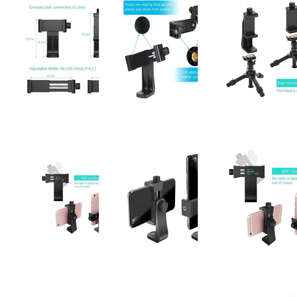 193A Intelligent Phone Holder Clip Adjustable Tripod Mount for Smartphones, Perfect for Selfie Sticks and Monopods